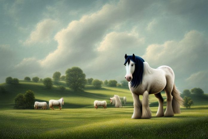 A shire horse in a rural landscape
