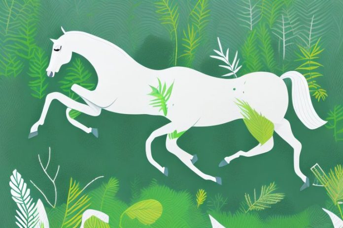 A horse galloping through a lush forest in knysna