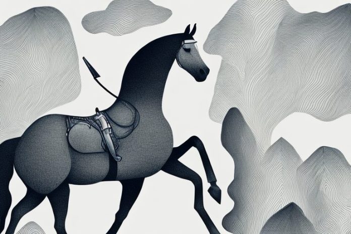 A horse and rider in the black forest of hermanus