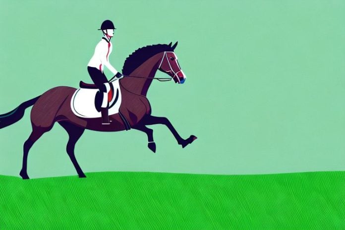 An irish sport horse galloping through a grassy landscape in empangeni