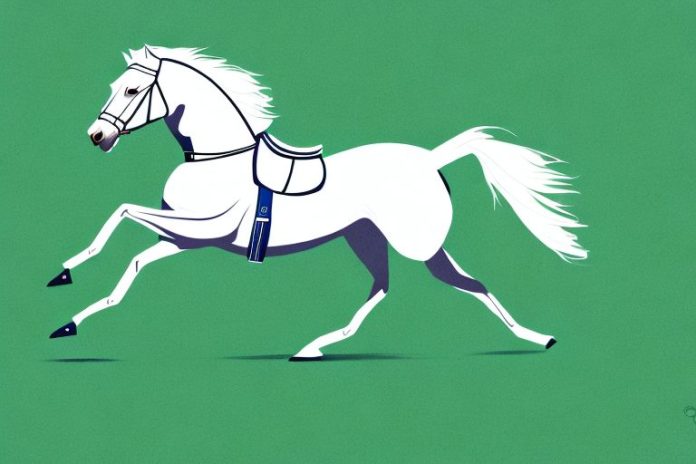 An irish sport horse galloping through a grassy field in pinetown