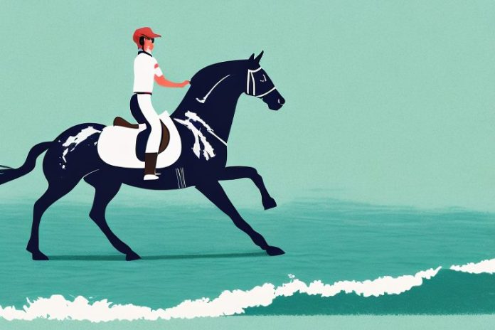 An irish sport horse galloping across a beach in ballito