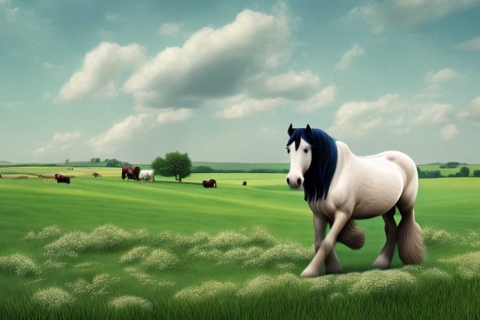 A shire horse in a rural setting
