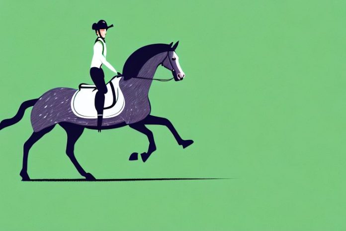 An irish sport horse galloping through a lush