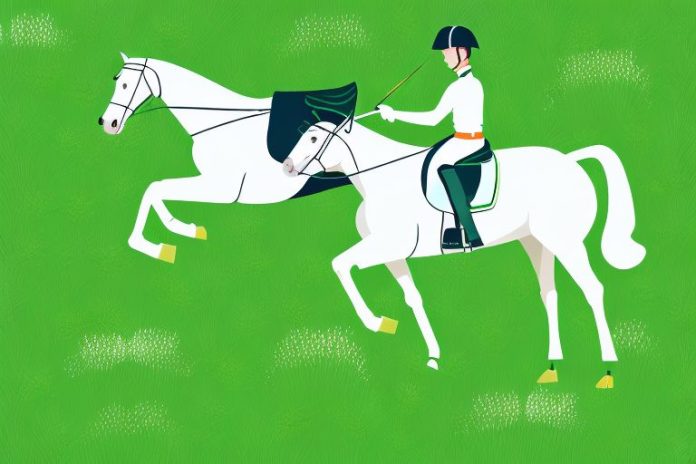 An irish sport horse in a field of lush green grass in welkom