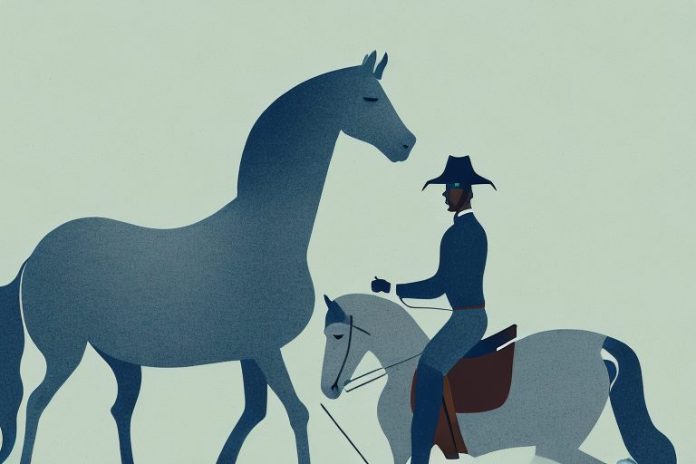 A horse and rider in a virginia landscape