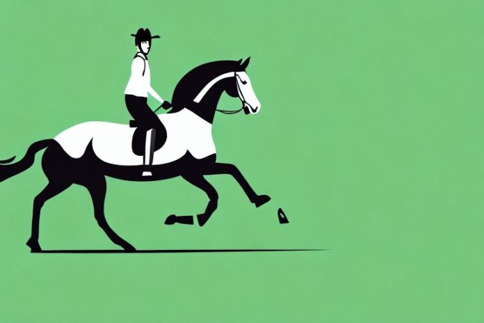 An irish sport horse galloping through a lush