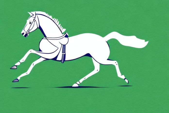 An irish sport horse galloping across a grassy field in vanderbijlpark