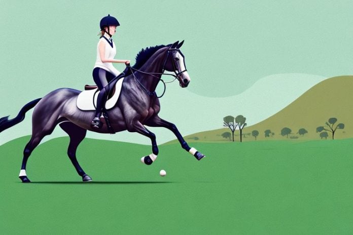 An irish sport horse galloping through a rural landscape in musina