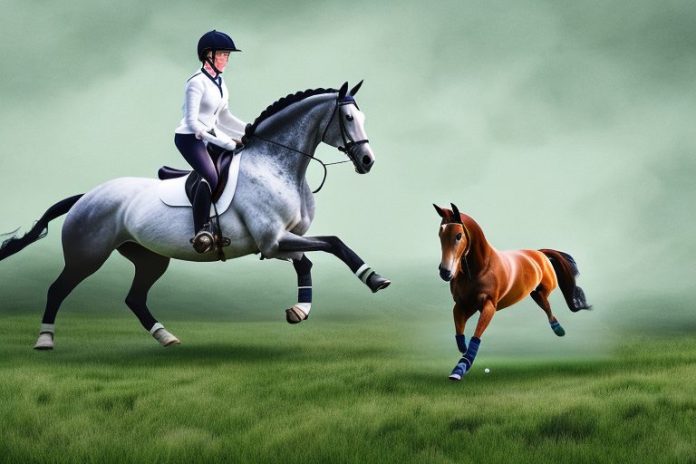 An irish sport horse galloping through a rural landscape in louis trichardt