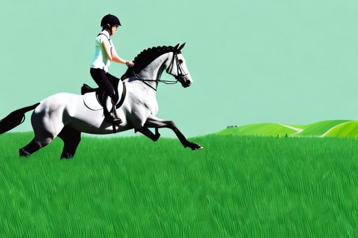 An irish sport horse galloping through a field of lush grass in bela-bela