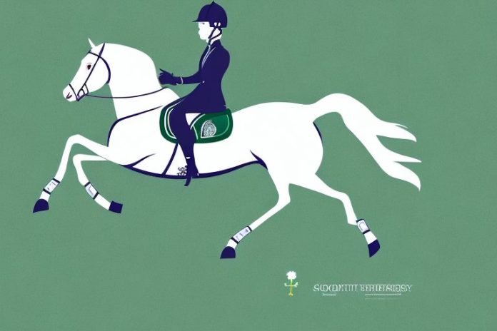 An irish sport horse galloping through a meadow in middelburg
