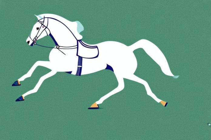 An irish sport horse galloping through a field in ermelo