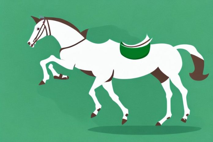 A majestic irish sport horse in a lush hazyview landscape