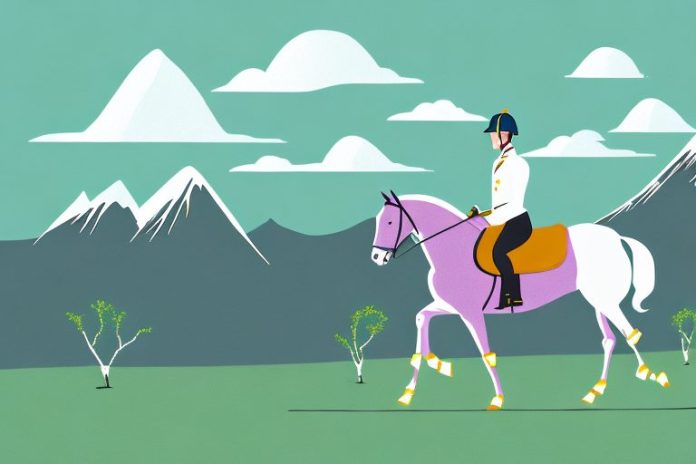 An irish sport horse in a scenic landscape of the northern cape