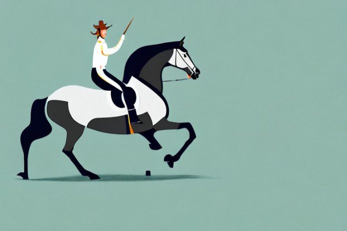 An irish sport horse galloping through a scenic orkney landscape