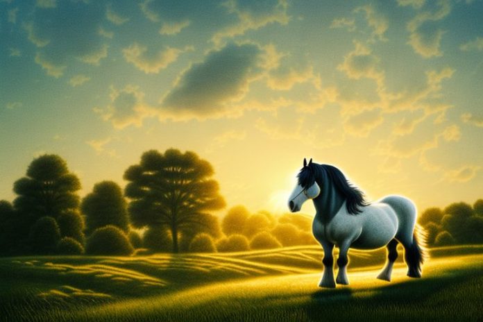 A shire horse in a rural landscape