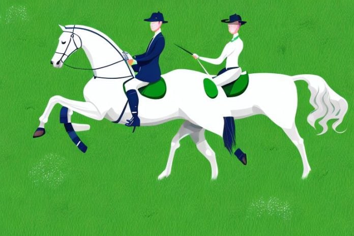 An irish sport horse in a field of lush green grass in lichtenburg