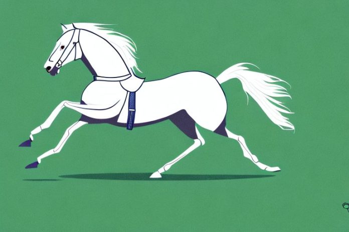 An irish sport horse galloping through a grassy field in mogwase