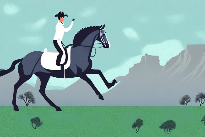 An irish sport horse galloping through a scenic landscape in cape town