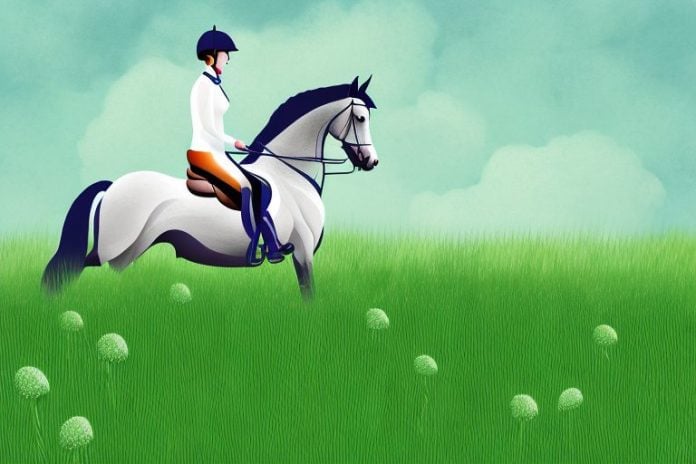 An irish sport horse in a field of lush grass in worcester