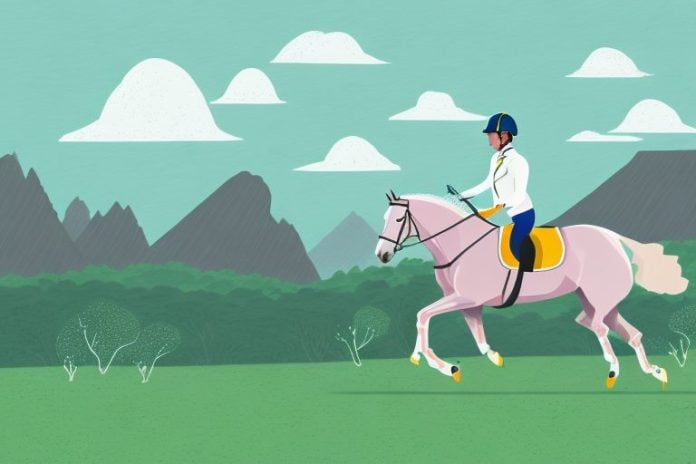 An irish sport horse galloping through a scenic landscape in knysna