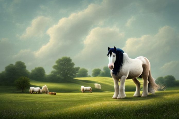 A shire horse in a rural landscape