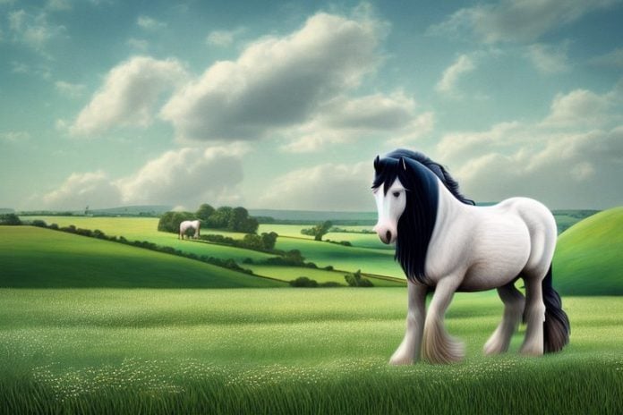 A shire horse in a field