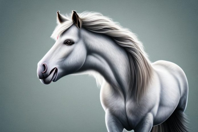 A majestic shire horse in a rural setting
