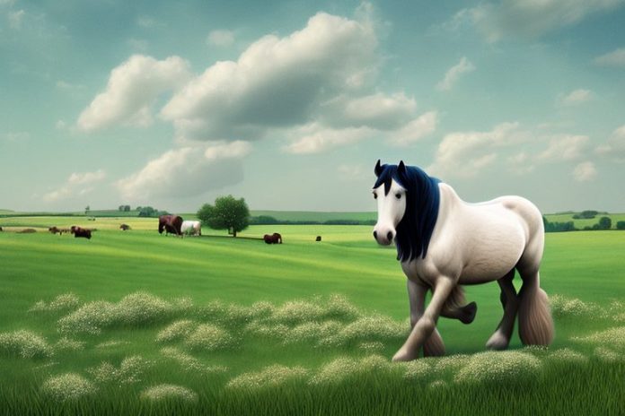 A shire horse in a rural setting