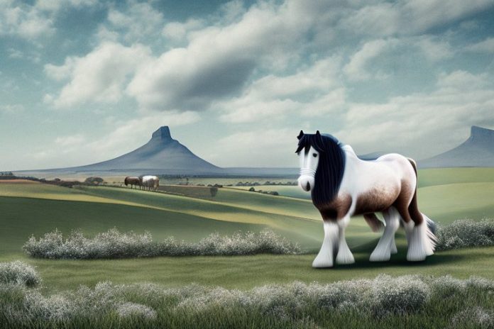 A shire horse in a rural setting near cape town