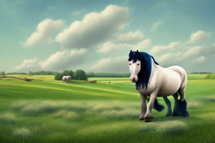 A shire horse in a rural setting