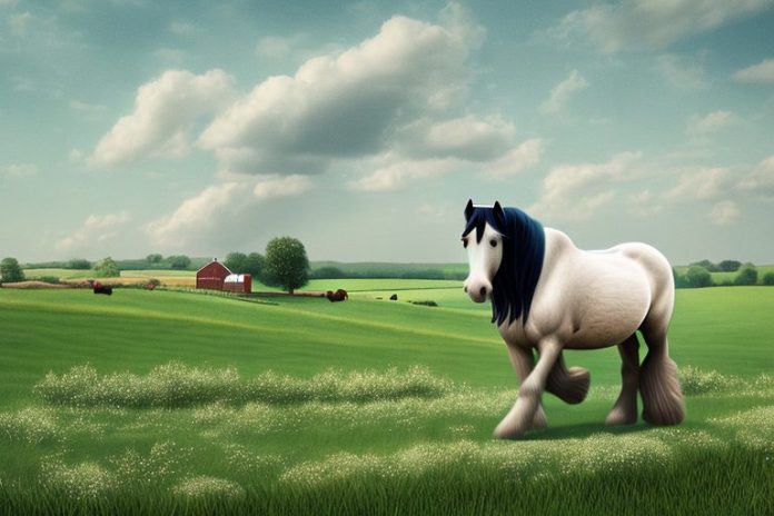 A shire horse in a rural setting