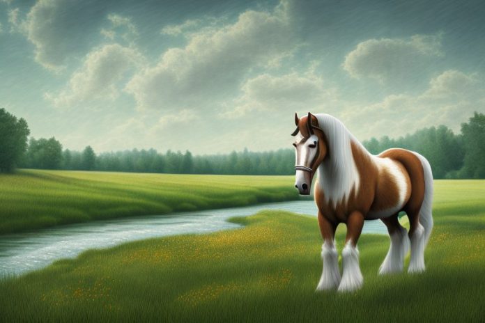 An american belgian draft horse in a rural setting