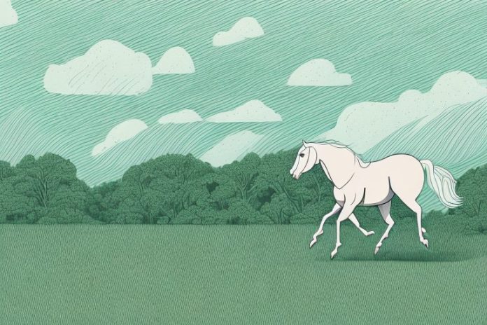 A horse galloping through a rural landscape near empangeni