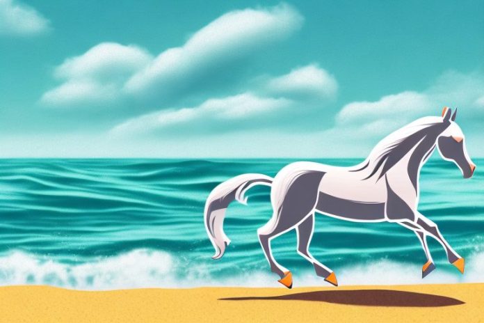 A horse galloping along a beach in ballito