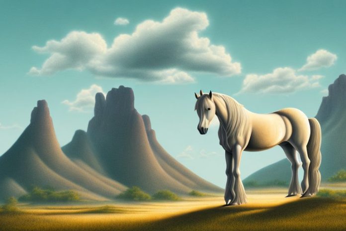 A cob horse in a graaff-reinet landscape