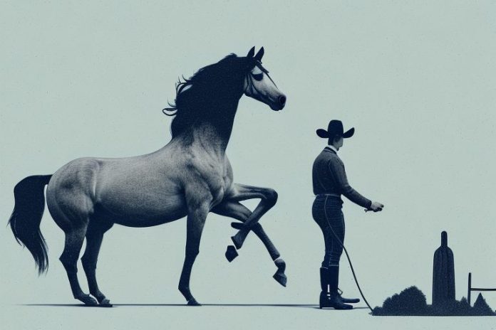 A horse and rider in the countryside near aliwal north