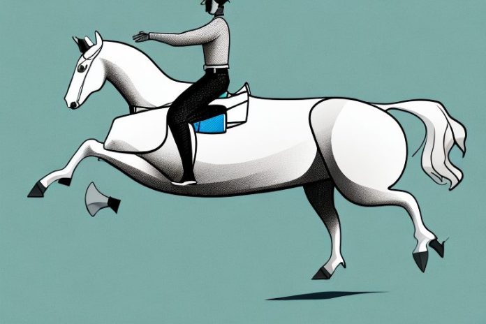 A horse and rider in a cob saddle