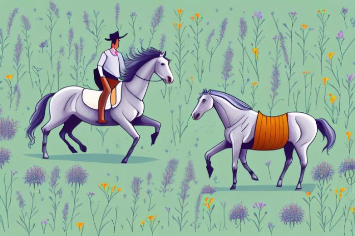 A horse and rider in a field of wildflowers in kroonstad