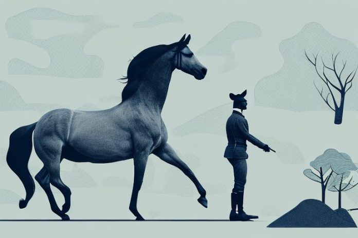 A horse and rider in a scenic johannesburg landscape
