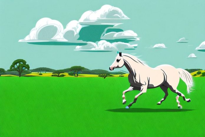 A horse galloping through a grassy landscape in greater pretoria