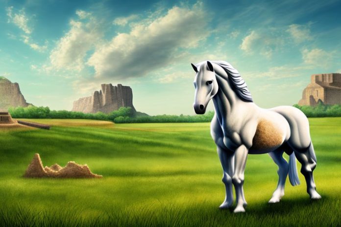 A cob horse in a field
