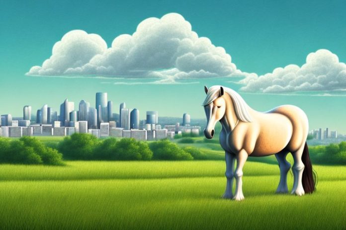 A cob horse in a field