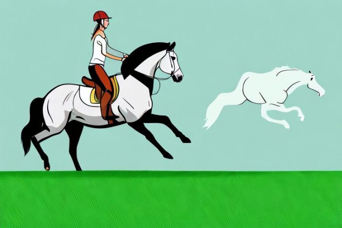 A horse and rider galloping through a grassy field in roodepoort