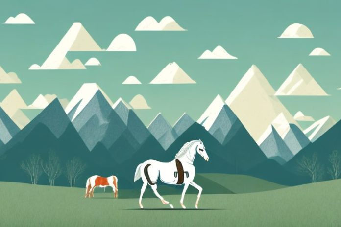 A horse and rider in a rural setting