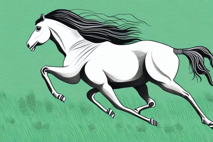 A horse galloping through a grassy field in giyani