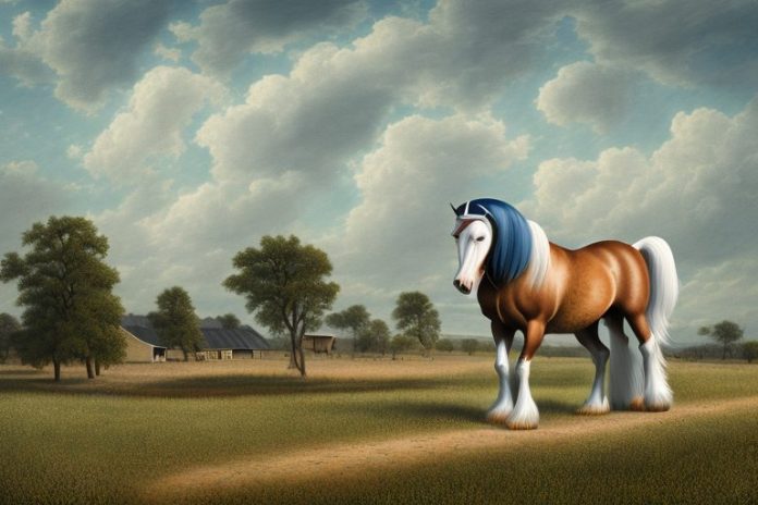 An american belgian draft horse in a rural landscape in musina
