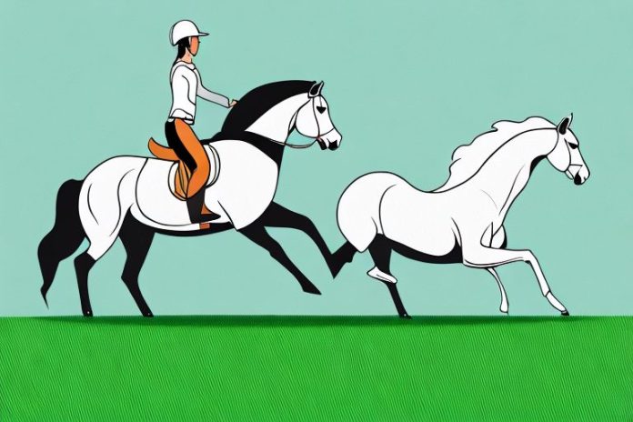 A horse and rider galloping through a grassy field in vryburg