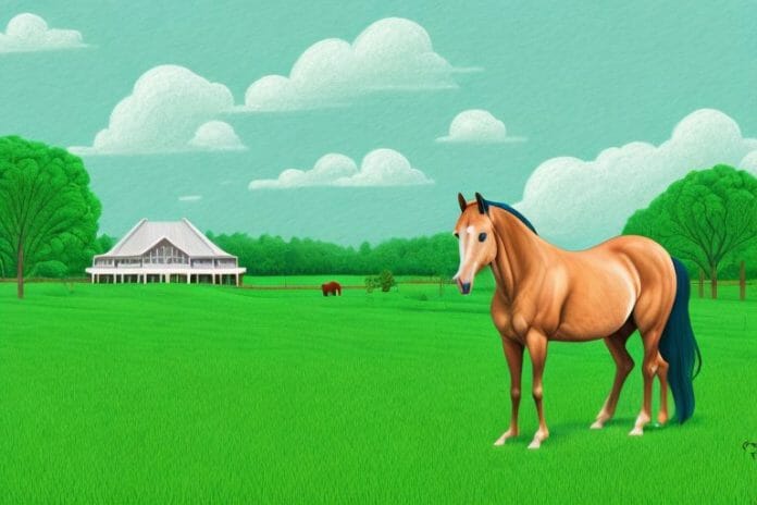 A horse in a lush